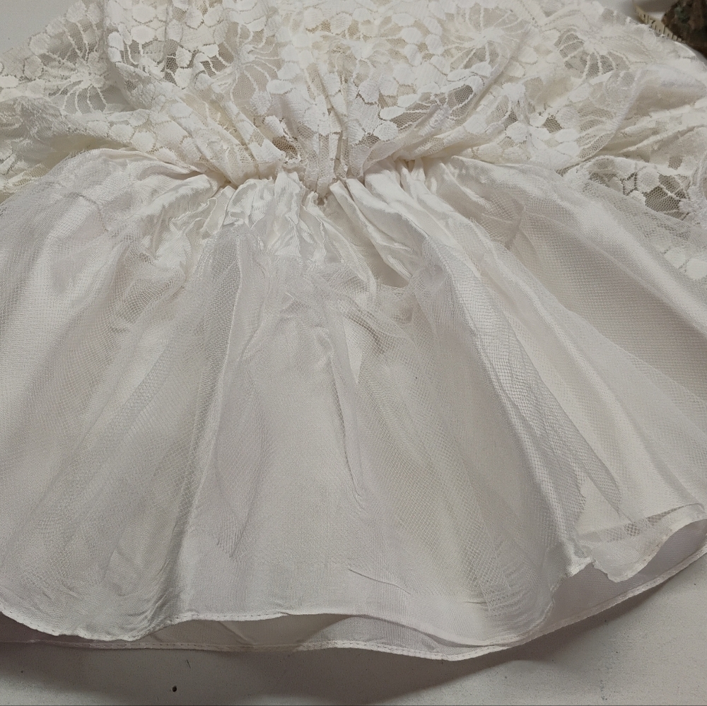 Laced Vintage Toddler Dress Sz 20" Chest Fit n Flare White Lined - Picture 7 of 16